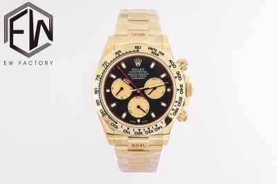 EW Factory ROLEX Daytona 40*12.4MM Cerachrom Ice Blue 904L Steel Black with Gold Watch